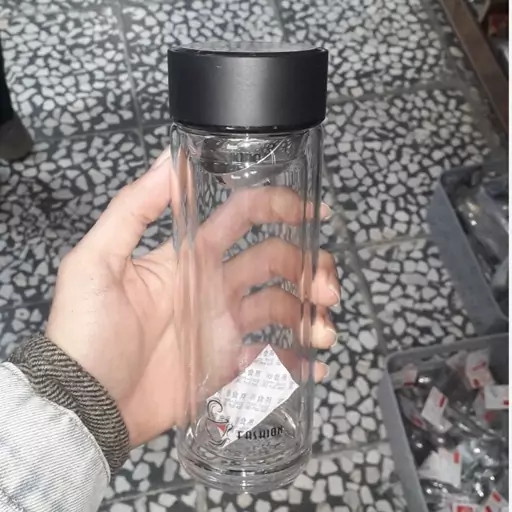ماگ دمنوش شیشه ای دوجداره