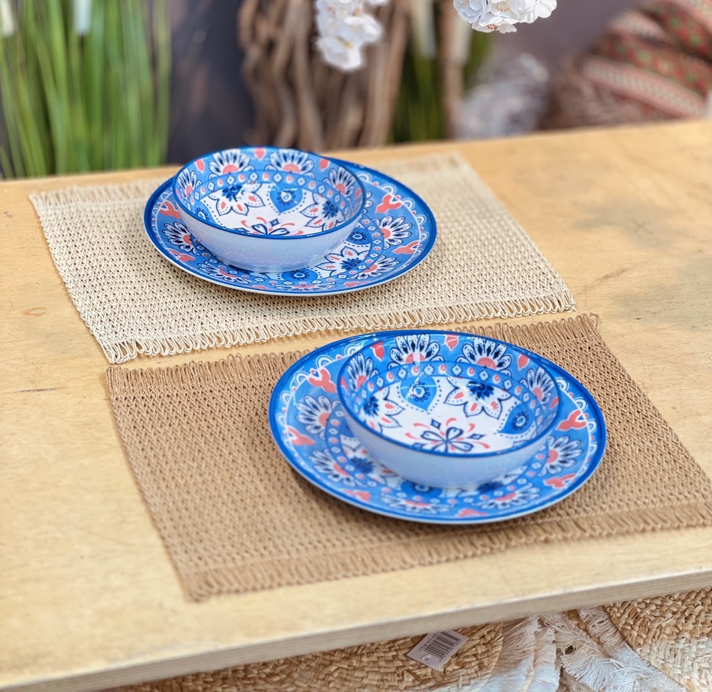 زیر بشقابی مستطیل حصیری