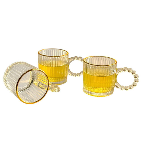 شات دسته مرواریدی لبه طلایی شیاردار